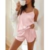 Ekouaer Satin Pajama Sets for Women 2 Piece Silky Cami Pj Set Soft Nightwear Lingerie Sleepwear Set(Light Pink)