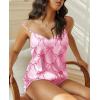 Ekouaer Satin Pajama Sets for Women 2 Piece Silky Cami Pj Set Soft Nightwear Lingerie Sleepwear Set(Pink Bow Knot)