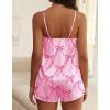 Ekouaer Satin Pajama Sets for Women 2 Piece Silky Cami Pj Set Soft Nightwear Lingerie Sleepwear Set(Pink Bow Knot)