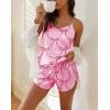 Ekouaer Satin Pajama Sets for Women 2 Piece Silky Cami Pj Set Soft Nightwear Lingerie Sleepwear Set(Pink Bow Knot)