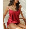 Ekouaer Satin Pajama Sets for Women 2 Piece Silky Cami Pj Set Soft Nightwear Lingerie Sleepwear Set(Red)