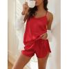 Ekouaer Satin Pajama Sets for Women 2 Piece Silky Cami Pj Set Soft Nightwear Lingerie Sleepwear Set(Red)