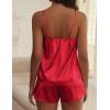Ekouaer Satin Pajama Sets for Women 2 Piece Silky Cami Pj Set Soft Nightwear Lingerie Sleepwear Set(Red)