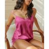 Ekouaer Satin Pajama Sets for Women 2 Piece Silky Cami Pj Set Soft Nightwear Lingerie Sleepwear Set(Rose Red)