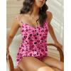 Ekouaer Satin Pajama Sets for Women 2 Piece Silky Cami Pj Set Soft Nightwear Lingerie Sleepwear Set(Rose Red Love Leopard)