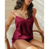 Ekouaer Satin Pajama Sets for Women 2 Piece Silky Cami Pj Set Soft Nightwear Lingerie Sleepwear Set(Wine Red)