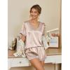 Ekouaer Silk Pajamas for Women Short Sleeve Satin Sleepwear Soft 2 Piece Pjs Shorts Set Loungewear,S-XX(Champagne)