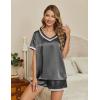 Ekouaer Silk Pajamas for Women Short Sleeve Satin Sleepwear Soft 2 Piece Pjs Shorts Set Loungewear,S-XX(Dark Grey)