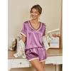 Ekouaer Silk Pajamas for Women Short Sleeve Satin Sleepwear Soft 2 Piece Pjs Shorts Set Loungewear,S-XX(Dark Pink)