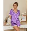 Ekouaer Silk Pajamas for Women Short Sleeve Satin Sleepwear Soft 2 Piece Pjs Shorts Set Loungewear,S-XX(Lavender)