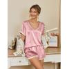 Ekouaer Silk Pajamas for Women Short Sleeve Satin Sleepwear Soft 2 Piece Pjs Shorts Set Loungewear,S-XX(Light Pink)