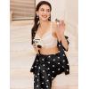 Ekouaer Silk Pajamas for Womens Set 2 Piece Satin Pjs Soft Button Down Sleepwear Wide Leg Long Pants with Pockets(Black Heart)