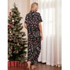 Ekouaer Silk Pajamas for Womens Set 2 Piece Satin Pjs Soft Button Down Sleepwear Wide Leg Long Pants with Pockets(Black-christmas)