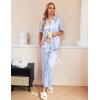 Ekouaer Silk Pajamas for Womens Set 2 Piece Satin Pjs Soft Button Down Sleepwear Wide Leg Long Pants with Pockets(Blue Striped)