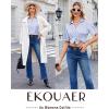 Ekouaer Silk Pajamas for Womens Set 2 Piece Satin Pjs Soft Button Down Sleepwear Wide Leg Long Pants with Pockets(Blue Striped)