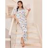 Ekouaer Silk Pajamas for Womens Set 2 Piece Satin Pjs Soft Button Down Sleepwear Wide Leg Long Pants with Pockets(Blue Striped Teddy)