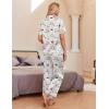Ekouaer Silk Pajamas for Womens Set 2 Piece Satin Pjs Soft Button Down Sleepwear Wide Leg Long Pants with Pockets(Blue Striped Teddy)