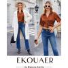 Ekouaer Silk Pajamas for Womens Set 2 Piece Satin Pjs Soft Button Down Sleepwear Wide Leg Long Pants with Pockets(Caramel)