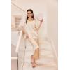Ekouaer Silk Pajamas for Womens Set 2 Piece Satin Pjs Soft Button Down Sleepwear Wide Leg Long Pants with Pockets(Champagne)