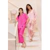 Ekouaer Silk Pajamas for Womens Set 2 Piece Satin Pjs Soft Button Down Sleepwear Wide Leg Long Pants with Pockets(Hot Pink Leopard)