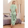 Ekouaer Silk Pajamas for Womens Set 2 Piece Satin Pjs Soft Button Down Sleepwear Wide Leg Long Pants with Pockets(Light Green)