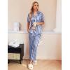 Ekouaer Silk Pajamas for Womens Set 2 Piece Satin Pjs Soft Button Down Sleepwear Wide Leg Long Pants with Pockets(Navy White Stripe)