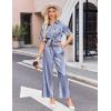 Ekouaer Silk Pajamas for Womens Set 2 Piece Satin Pjs Soft Button Down Sleepwear Wide Leg Long Pants with Pockets(Navy White Stripe)