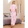 Ekouaer Silk Pajamas for Womens Set 2 Piece Satin Pjs Soft Button Down Sleepwear Wide Leg Long Pants with Pockets(Pink Leopard)