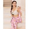 Ekouaer Silk Pajamas for Womens Set 2 Piece Satin Pjs Soft Button Down Sleepwear Wide Leg Long Pants with Pockets(Pink Striped Teddy)