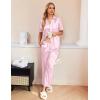 Ekouaer Silk Pajamas for Womens Set 2 Piece Satin Pjs Soft Button Down Sleepwear Wide Leg Long Pants with Pockets(Pink White Stripe)