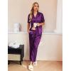 Ekouaer Silk Pajamas for Womens Set 2 Piece Satin Pjs Soft Button Down Sleepwear Wide Leg Long Pants with Pockets(Purple)