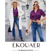Ekouaer Silk Pajamas for Womens Set 2 Piece Satin Pjs Soft Button Down Sleepwear Wide Leg Long Pants with Pockets(Purple)