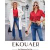 Ekouaer Silk Pajamas for Womens Set 2 Piece Satin Pjs Soft Button Down Sleepwear Wide Leg Long Pants with Pockets(Red)