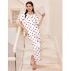 Ekouaer Silk Pajamas for Womens Set 2 Piece Satin Pjs Soft Button Down Sleepwear Wide Leg Long Pants with Pockets(Red Heart)