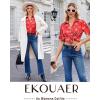 Ekouaer Silk Pajamas for Womens Set 2 Piece Satin Pjs Soft Button Down Sleepwear Wide Leg Long Pants with Pockets(Red-christmas)