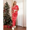 Ekouaer Silk Pajamas for Womens Set 2 Piece Satin Pjs Soft Button Down Sleepwear Wide Leg Long Pants with Pockets(Red-christmas)