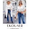 Ekouaer Silk Pajamas for Womens Set 2 Piece Satin Pjs Soft Button Down Sleepwear Wide Leg Long Pants with Pockets(White)