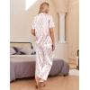 Ekouaer Silk Pajamas for Womens Set 2 Piece Satin Pjs Soft Button Down Sleepwear Wide Leg Long Pants with Pockets(White Famingo)