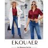 Ekouaer Silk Pajamas for Womens Set 2 Piece Satin Pjs Soft Button Down Sleepwear Wide Leg Long Pants with Pockets(Wine Red)