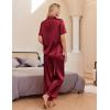 Ekouaer Silk Pajamas for Womens Set 2 Piece Satin Pjs Soft Button Down Sleepwear Wide Leg Long Pants with Pockets(Wine Red)