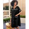 Ekouaer Sleepwear Womens Snap Front Nightgown Housecoat Cotton Duster Short Sleeve House Dress(Black)
