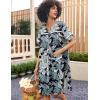 Ekouaer Sleepwear Womens Snap Front Nightgown Housecoat Cotton Duster Short Sleeve House Dress(Green Leaf)
