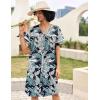 Ekouaer Sleepwear Womens Snap Front Nightgown Housecoat Cotton Duster Short Sleeve House Dress(Green Leaf)