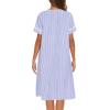 Ekouaer Women’s Button Housecoats Embroidered Stripe Duster Robe, Blue,XL