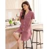 Ekouaer Womens Cotton Nightgowns Button Down Sleep Shirts Soft Night Shirts Night Dress(Dark Pink)
