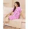 Ekouaer Womens Cotton Nightgowns Button Down Sleep Shirts Soft Night Shirts Night Dress(Dark Pink Bow)