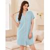 Ekouaer Womens Cotton Nightgowns Button Down Sleep Shirts Soft Night Shirts Night Dress(Light Blue)