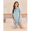 Ekouaer Womens Cotton Nightgowns Button Down Sleep Shirts Soft Night Shirts Night Dress(Light Blue)