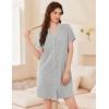 Ekouaer Womens Cotton Nightgowns Button Down Sleep Shirts Soft Night Shirts Night Dress(Light Grey)