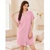 Ekouaer Womens Cotton Nightgowns Button Down Sleep Shirts Soft Night Shirts Night Dress(Light Pink)